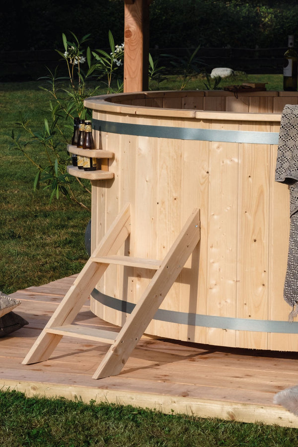 Hottub / Spa Vurenhout Ø 200 x H 105 cm - Met Externe RVS Kachel 